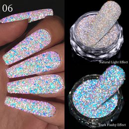 Nail Glitter Reflective Powder Green Red Art Dust Shinning Chrome Pigment DIY Manicures Decoration 230814