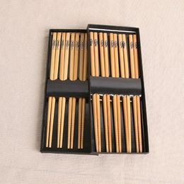 Chopsticks 5Pairs Japanese For Sushi Non-Slip Sticks Tableware Multi Colour Wooden Set Kitchen Tools