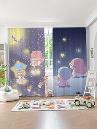 Sheer Curtains Custom Cute Cartoon Star Blackout Punched Curtain Children's Room Bedroom Living Window Partition Drape 2PCS 230815