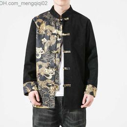 Men's Jackets Hanfu Men's Deer Wool Contrast Dragon Print Patch Work Bomber Jacket Fashion Baseball Uniform Casual Jacket Top Z230816