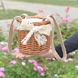 Vases Grass Woven Rattan Tote Basket Bag Bucket Mini Small