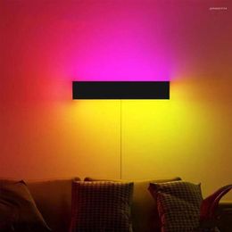 Wall Lamp Modern Creative RGB LED With Remote Control Bedroom Bedside Living Room Cafe Bar Decor Colourful Dimmable Lights