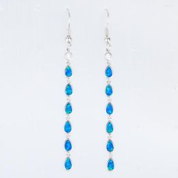 Dangle Earrings KONGMOON Multi Pear Shape Ocean Blue Fire Opal CZ Silver Plated Jewelry For Women Drop