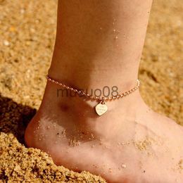 Anklets Sumer Beh Leg brelet For Women Charm Beaded heart-shaped Pendant stainless steel Chain Anklet Femme Girl Gifts new J230815