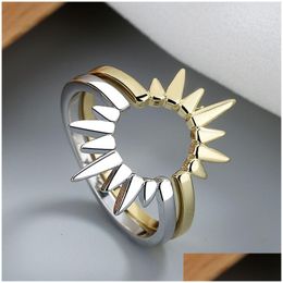 Band Rings Fashion Jewelry Femme Gold Sier Color Cute Sunflower Two In One Mtiple Wearing Methods Ring For Women Drop Delivery Dhajn