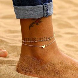 Anklets LETAPI Gold Silver Colour Vintage Anklet Set For Women Multilayers Adjustable Anklet Brelet On Leg Foot Beh Jewellery J230815