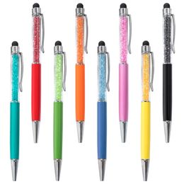 Ballpoint Pens 20pcs/lot Customised Crystal Ballpoint Pen Creative Stylus Touch Pen 26 Colours Writing Ballpen Stationery Office School Supplies 230815