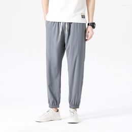 Men's Pants Summer High-quality Ice Silk Casual For Thin Breathable Cropped With Comfortable And Loose Drape Sweat