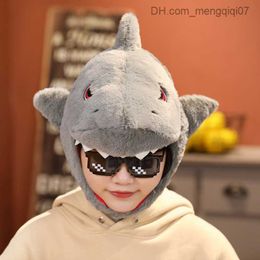 Caps Hats Adult and children's shark hats cardboard boxes plush hats fun party costumes role-playing carnival photos props Z230815