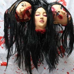 Novelty Items Halloween Horror Dummy Head Witch Ghost Long Hair Haunted House Dead Head Ornaments Halloween Beheaded Props Broken Head Pendant J230815