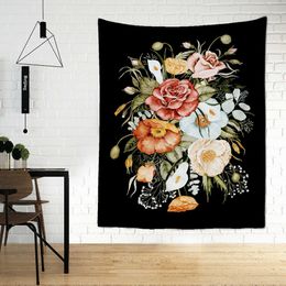 Tapestries Floral Painting Tapestry Wall Hanging Minimalist Art Hippie Girl Room Decor
