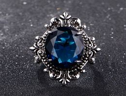 Big Peacock Blue Sapphire Ringe für Frauen Männer Vintage Real Silver 925 Schmuckring Jubiläum Party Geschenke9415269