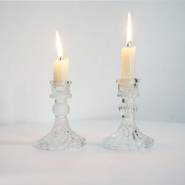 Clear Candle Holders Taper Candlestick Holder Set Tealight Candle Holders for Table Centerpiece Wedding Decor Dinner Party Festival Dec Tbgk