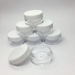 White Lid 5ML Plastic Cream Jars Mini Cosmetic Cream Sample Pot Container Display Case Cosmetic 5ML Mini Plastic Clear Packaging Ishwa