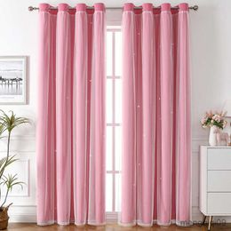 Curtain Pink Girls Bedroom Curtain Dream Star Blackout Curtains for Kids Rooms Girl Princess Curtain for Daughter Bedroom Window R230815