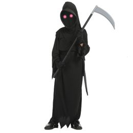 Special Occasions Halloween children s horror skeleton ghost red eye death costume sickle dark messenger suit 230814