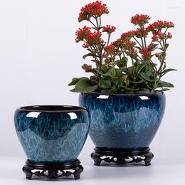 Vases Chinese Style Ceramic Flowerpot With Tray King-size Indoor Fortune Tree Phalaenopsis Water Absorption And Ventilation Basin