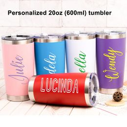 Mugs Personalied 20oz Tumbler Travel Mug Stainless Steel Vacuum Insulated Thermo Beer Coffee Wine Cup Yetys Thermal Water Bottle 230815