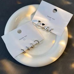 Hoop Earrings Retro Goth Black Enamel Love Heart Set For Women Fashion Hollow Metal Punk Jewelry Accessories Gift