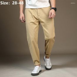 Men's Pants Men Trousers Spring Autumn Casual Black Khaki Loose Slim Fit Boy Plus Size 42 44 46 48 Stretch Cotton Male Ankle Long Pant