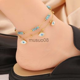 Anklets 316L Stainless Steel Eye Star Green Stone Charm Anklets For Women Girl New Trend Ankle Chains Non-fading Jewellery Gift Party J230815