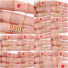 Pendant Necklaces Personalise Sier Gold Years Number For Women Custom Year 1980 1989 2000 Birthday Gift 1980- Drop Delivery Jewellery Pe Dhgqu