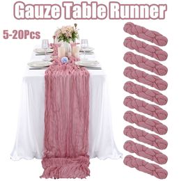 Table Runner 5-20Pcs Gauze Table Runner Rustic Boho Table Runner Cheesecloth Table Cover for Wedding/Party/Banquets Arches Table Decor 230814