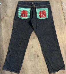 Men's Jeans Y2k Harajuku jeans men Gothic Vintage print Hip Hop streetwear High Waist Jeans Men Women Baggy Black Fashion Straight Leg Pants 230814
