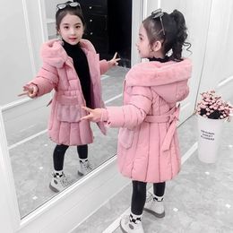 Jackets 30 Russian fashion Winter Jacket for Girl Hooded Coat Children snowsuit Down cotton Clothes Outerwear Long parka clothing 230814