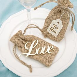 Party Favor LOVE Bottle Opener In Burlap Bag Wedding Favors Gifts Anniversary Giveaways Bridal Shower Ideas LX8650