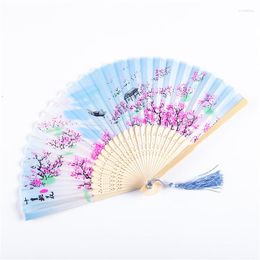 Decorative Figurines Chinese Japanese Pattern Art Craft Gift Home Decoration Ornaments Vintage Style Silk Folding Fan Dance Hand Creative