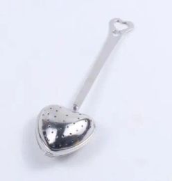 100pcs Top Stainless steel Heart-Shaped Heart Shape Tea Infuser Strainer Filter Spoon Spoons Wedding Party Gift Favor