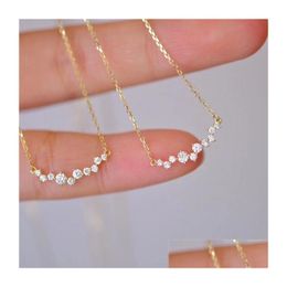 Pendant Necklaces Bridesmaid Jewellery Gifts Dainty Zirconia Diamond Snow Necklace 14K Gold Plated 925 Sier Drop Delivery Pendants Dhs2G