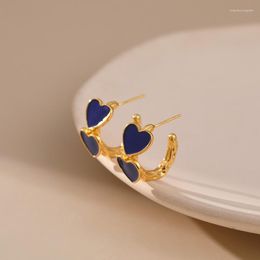 Hoop Earrings Copper Plated 18K Gold Europe And The United States Retro Trend Heart-shaped Women Unique Personality Design