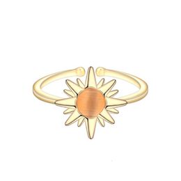 Band Rings Sun For Women Orange Quartz Golden Silver Plated Daisy Adjustable Knuckle Toe Anel Drop 230814