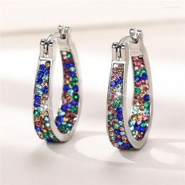 Hoop Earrings 925 Retro Silver Europe And America Colourful Fashion Diamond Inlaid Women's Versatile Wholesale