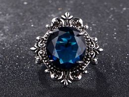 Big Peacock Blue Sapphire Ringe für Frauen Männer Vintage Real Silver 925 Schmuckring Jubiläum Party Geschenke9240915