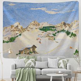 Tapestries Painting Print Tapestry Snow Skiing Tapestry Tour Tent Blanket Decor Tapestry Farmhouse dormitory Wall Decor Tapestry