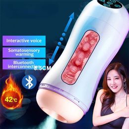 Sex Toy Massager Real Vaginal Blowjob Male Masturbators Automatic Vocalize Heated Sucking Masturbating Cup Oral Adult for Men