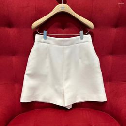 Women's Shorts 2023 Women Top Quality Cotton White French Elegant Cut High-waisted Zipper