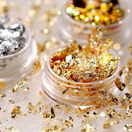 Nail Glitter Gold Silver Foil Paper 3D Irregular Aluminium Sticker DIY Manicure UV Gel Polish Art Decoration Tool Accesorios 230814