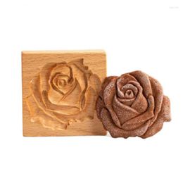 Baking Moulds Household Wooden Biscuit Mould Rose Shape Cookie Odourless Durable And Easy To Clean Cake Pastry Kitchen Accessories