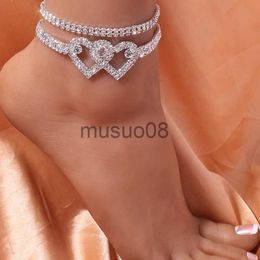 Anklets Beautiful Dazzling Cubic Zirconia Chain Anklet for Women Fashion Silver Color Ankle Brelet Barefoot Sandals Foot Jewelry J230815