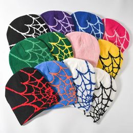 Beanie/Skull Caps Y2K knit hat American retro hip hop spider pattern warm hat Gothic for men and women with Harajuku casual fashion Joker hat 230814