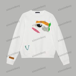 xinxinbuy Men women designer Sweatshirt Coloured Face label graffiti printing sweater Grey blue black white S-2XL