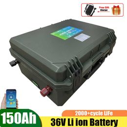 Fishing Boats 36V 120Ah 100Ah 150Ah Lithium Li ion Battery Pack with BMS Rechargeable for 2000w 3500w Power Tools+10A Charger