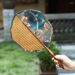 Decorative Figurines Bamboo-braided Fan Chinese Style Retro Large Lacquer Cattail Leaf Summer Circular
