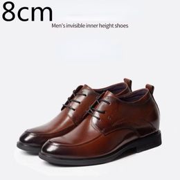 Dress Shoes Men's Formal Leather Derby Inner Height Increasing Daily Cow Business Heighten 8cm Groom Wedding 230814