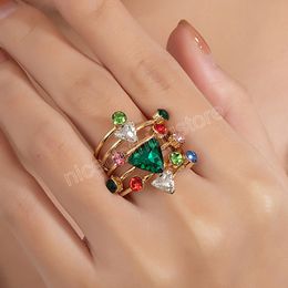Multicolors Crystal Knuckle Rings for Women Gold Plated Open Midi Finger Ring Wedding Party Jewelry Gift