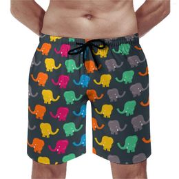 Men's Shorts Baby Elephant Board Colourful Animal Print Comfortable Beach Elastic Waist Plus Size Swimming Trunks Men
